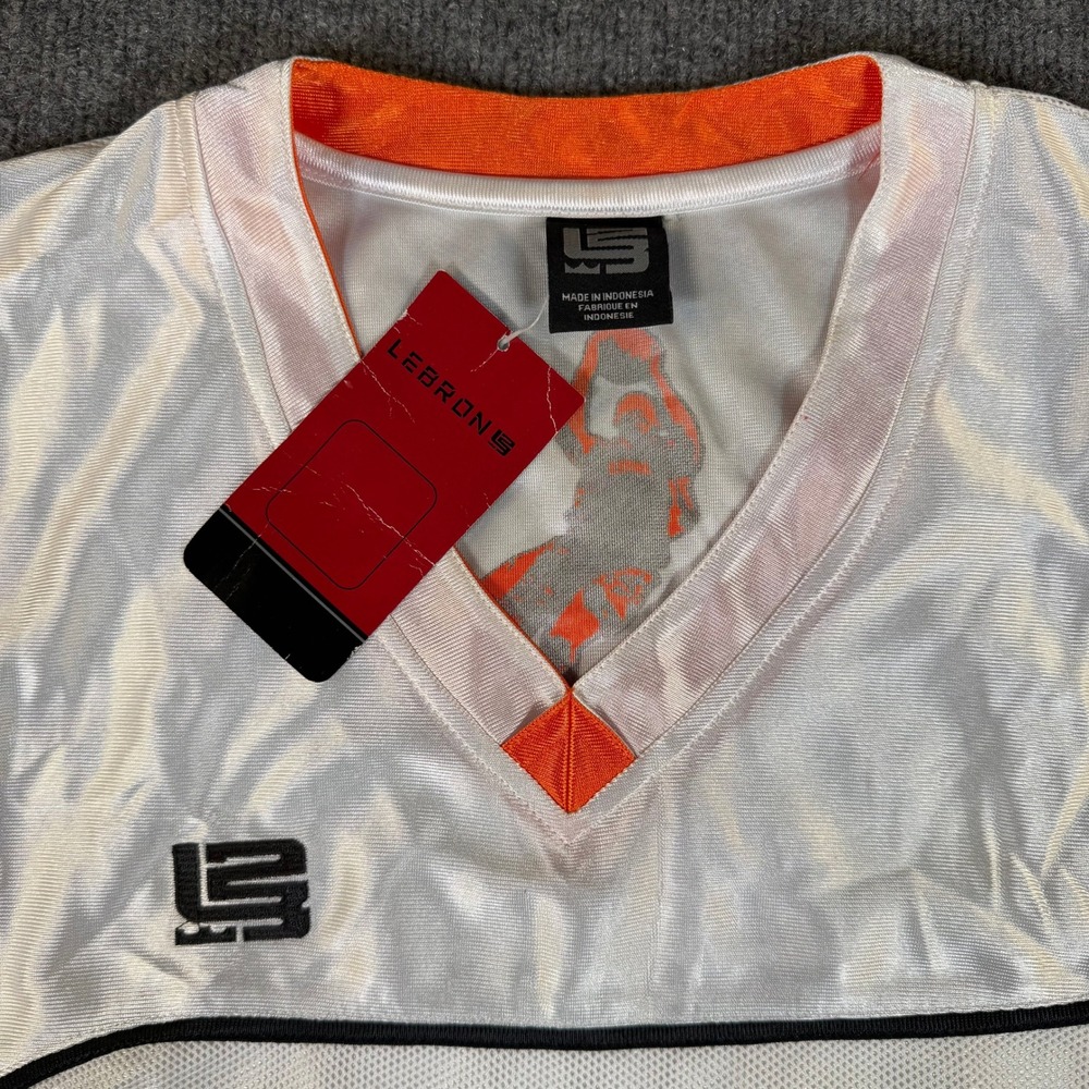 Nike LeBron‎ James Basketball Jersey White Orange Mesh Sleeveless Mens XL #3124